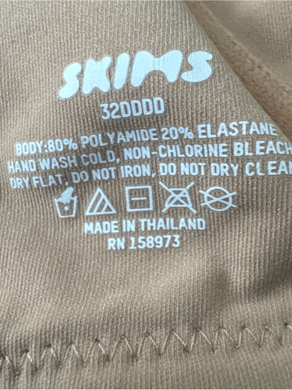 Skims Underwire Unlined Bra Tan 32DDDD Adjustable Strap Back Close Smooth Edge - Picture 7 of 7